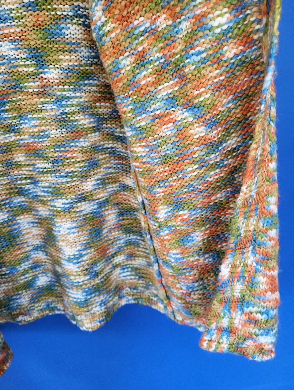 Cardigan Open Front Small Chest 36"Knit Colorful Space Dye Orange - Picture 4 of 8